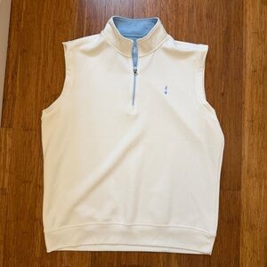 Johnnie-O Men's sz large Del Prep Performance 1/4 Zip Pullover Vest white golf